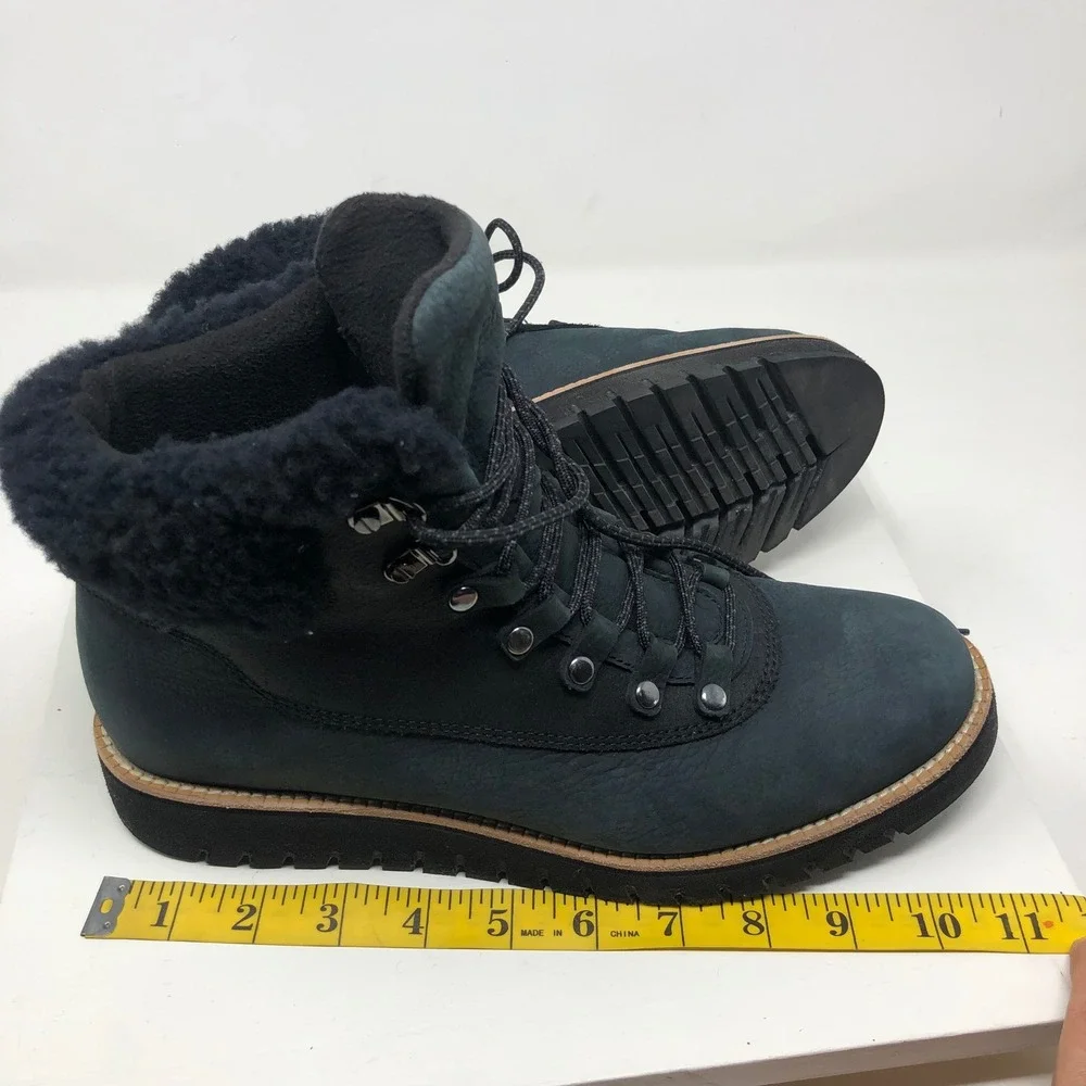 Cole Haan Grand Explore Hiker Boots Womens 9.5 Black Leather Shearling Hiking